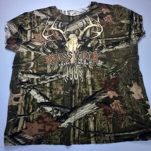 Mossy Oak Paramount Outdoors Camo T-Shirt 3XL Destroyed Deer Skull Graphic Tee